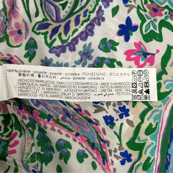 Zara Satin Effect Long Sleeve Paisley Button Up Collared Dress Shirt - Picture 5 of 5